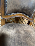 Set of (8) Unbranded Dining Chairs with Leather Upholstery and Ornate Carved Wood Trim with Nailhead Asccents