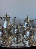 Fisher 5-Piece Sterling Silver Tea Set with Silver Plate Serving Tray