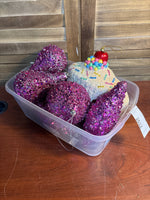 Jumbo Glittery Ornaments Lot (7)