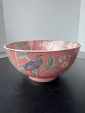 H.F.P. Macau Vintage Pink Famille Rose Floral Birds Decorative Bowl