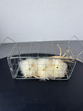Farmhouse Metal Wire Basket with Faux Fuzzy Chicks