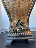 Faux Animal Skin Ornate Large Resin Table Lamp (WORKS)