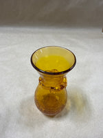 Amber Crackle Glass Hand Blown Bud Vase