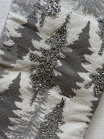 Silver & White Tree Christmas Stocking with Beading