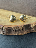 14K Gold Heart Leverback Earrings