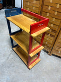 Red/Blue/Wood Tone Shelf