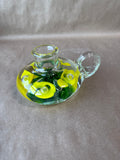 Joe St Clair Art Glass Yellow Floral Paperweight