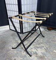 Wrought Iron & Khaki Canvas Folding Luggage Rack