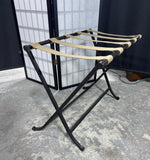 Wrought Iron & Khaki Canvas Folding Luggage Rack