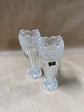 Pair Of Oneida Crystal Southern Garden Frosted Flower Bud Vases