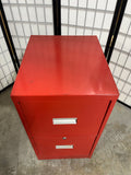 Red Metal Two Drawer File Cabinet