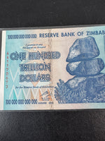 Reserve Bank of Zimbabwe One Hundred Trillion Dollars Bank Note