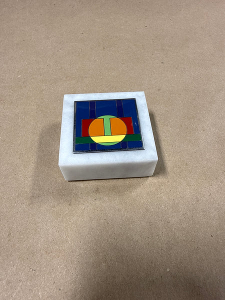 Colored Marble Base Square Paperweight — Made In Italy