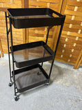 Folding Metal 3 Tier Cart on Casters