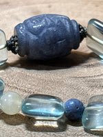 Blue & Clear Beaded Bracelet - Stretchy