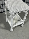White Wicker Square Side Table