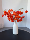 Faux Orange Chinese Lantern Flowers in Ceramic Vase