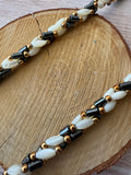 White, Black & Gold Beaded Rope Necklace
