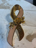 Avon Vintage Pink Enamel Gold Tone Breast Cancer Awareness Brooch