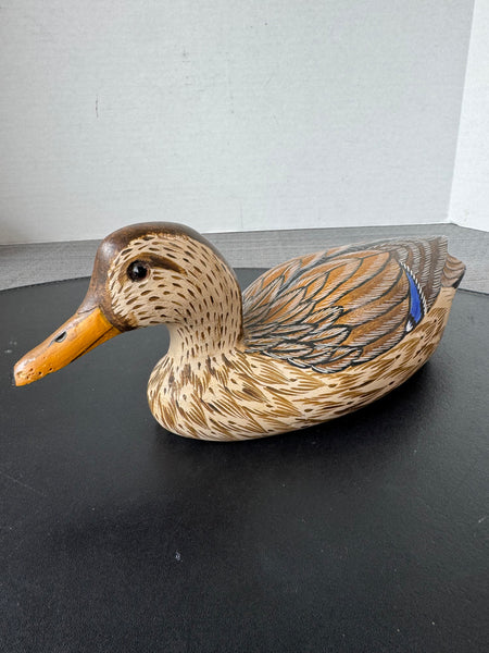 (B) Hutch Signed Jerry Hutchins 1979 Mallard Hen Wooden Duck Decoy