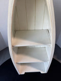 Wooden Boat Shaped 3-Tiered Shelf with Hand Painted Lighthouses