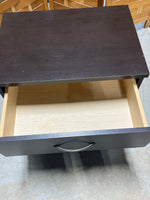 Particle Board Night Stand, dark brown, cardboard backing
