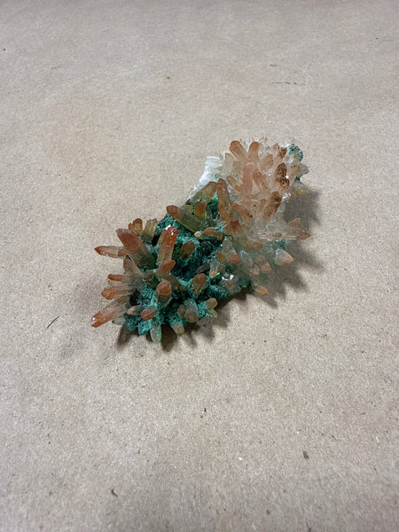 (S) Quartz Cluster Coated With Malachite