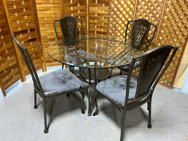 Metal/Glass Dining Table with (4) Chairs ****READ DESCRIPTION CAREFULLY***
