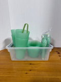 Green Plastic Kitchen Dishes - 45 Pieces