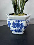 Faux Pink Freesia in Blue & White Chinoiserie Ceramic Pot
