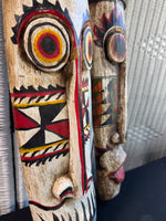 Pair of Colorful Carved African Tribal Wooden Masks