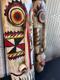 Pair of Colorful Carved African Tribal Wooden Masks