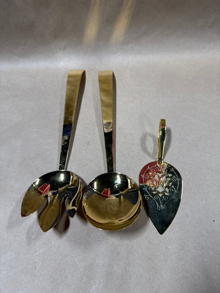 Set Of 3 24KT Electro Plate Serveware Utensils