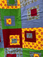 Square in Square Primary Colors Hand Made Quilt
