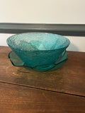 Teal Blue Glass Bowls, 2 pc