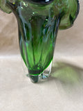 Green Murano Style Handkerchief Glass Vase