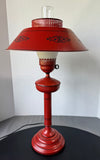 Orange Toleware Vintage Table Lamp (WORKS)