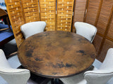 Round Hammered Copper Top Dining Table with (4) Chairs ***HEAVY ITEM***READ DETAILS ON PICK UP POLICY***