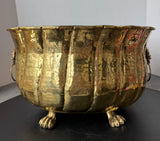 Hammered Brass Vintage Double Lion Head Clawfoot Foot Bath or Planter