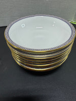 (G) 9-Piece Wedgwood England Palatia R4700 Greek Key Bone China Coupe Cereal Bowls Set