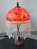 Tiffany Style Boudoir Lamp with Glass Beaded Shade (WORKS)