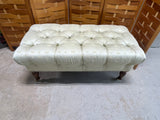 Tufted Bench on Casters with Butterfly Fabric