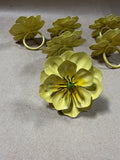 8 Yellow Enamel Pansy Napkin Rings (DD)