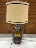 Lantern Lamp w/Burlap Shade, WORKS