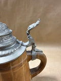 (D) Wooden Beer Stein With Pewter Lid  *** READ DESCRIPTION ***