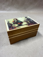 (C) Wood Music Box Hummel Switzerland WORKS READ DESCRIPTION