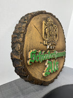 (B) German Vintage Schinderhannes Alt Plastic Wood Slab 3-D Bar Sign