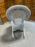 White Wicker Rocking Chair, NO CUSHIONS/SITS LOW