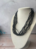 Multi-Strand Black Beaded Necklace