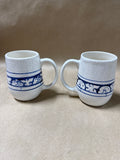 Pair Of Potting Shed Dedham Pottery Crackled Bunny Mugs